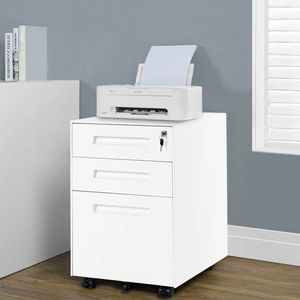 Meuble de classement mobile blanc à 3 tiroirs avec serrure pour usage domestique et professionnel - Product Image 2