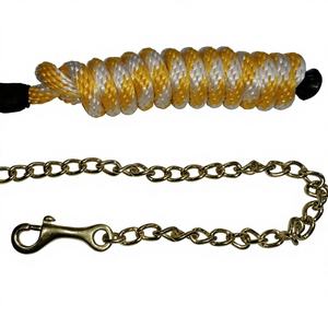 Cuerda de Poliéster para Caballos con Cadena de Latón Pulido, Alta Calidad, Diseños Surtidos, Duradera, para Entrenamiento, 8 Pies de Largo, para Montar a Caballo - Product Image 1