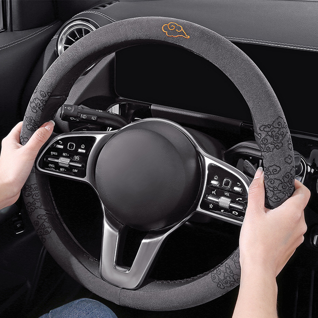Muchkey Universal Car Steering Wheel Cover - Leather, Non-Slip, Protective | ajfpt.com
