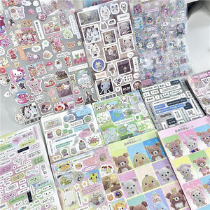 52 Pegatinas Decorativas <span class=keywords><strong>Kawaii</strong></span> No Repetidas, Serie de Osos con Trébol de Cuatro Hojas Brillantes Estilo Y2K - Product Image 1