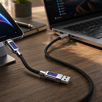 Kabel Pengisian Cepat LED Cyberpunk Berbahan Paduan Seng dengan Desain Kepang
