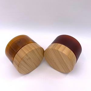 Pot cosmétique personnalisé avec logo, 250 ml, en PET transparent givré ambré, pour gommage corporel, crème au beurre de karité, crème pour le visage, avec couvercle en bambou - Product Image 6