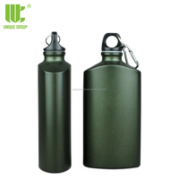 Grupo único Aluminio Deportes Agua Cantina Alta Reutilizable Forma plana Metal Botellas de agua Adultos Acampar al aire libre Comida personalizada