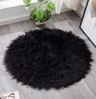 Fourrure bouclée de Mongolie blanc gris rond Faux tapis en peluche tissage plat ensemble de tapis faits à la machine