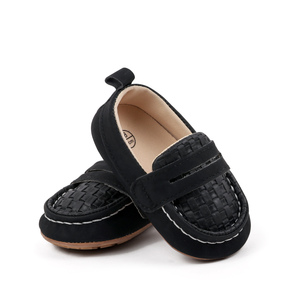 Mocassins à semelle souple pour bébés garçons - Mocassins en cuir PU antidérapants avec sangle tressée, chaussures de marche légères pour tout-petits - Product Image 3