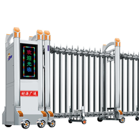 Porte de sécurité télescopique automatique rétractable en alliage d'aluminium à télécommande pour hôtel, parc, école, entrepôt