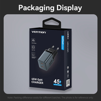 Vention Tragbares Telefonladegerät 2-Port GaN-Ladegerät 45W Schnelles Intelligentes Wandladegerät