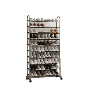Étagère à chaussures simple multi-niveaux à 10 niveaux avec roulettes, facile à assembler, rangement intérieur pour la maison - Product Image 5
