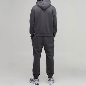 Dark Grey Hoodie <b>Jogger</b> Pants Tapered Plain Custom <b>Men</b> Two Piece Sweatsuit - Product Image 2