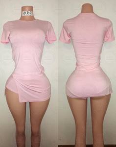 ชุดเซ็ตเสื้อยืดแขนสั้นผ้าฝ้ายและกระโปรงสั้น 2 ชิ้น สำหรับผู้หญิง ชุดลำลองฤดูร้อน รับสกรีนโลโก้ - Product Image 4