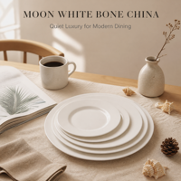 Assiette plate ronde en porcelaine fine blanche, assiette en céramique pour restaurant, assiette à steak et salade, vaisselle d'hôtel, vente en gros