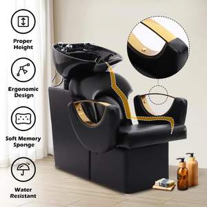 Juego de Muebles para Salón de Belleza Black Gold, Lavabo para Peluquería, Equipo de Peluquería, Silla de Estilismo, Lavacabezas - Product Image 3