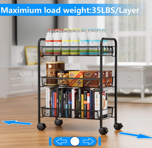 Carrello portaoggetti <span class=keywords><strong>da</strong></span> <span class=keywords><strong>cucina</strong></span> a 4 ripiani con ruote, cestello in filo metallico, scaffalatura regolabile in metallo per dispensa - Product Image 2