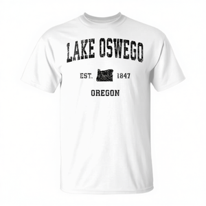 T-Shirt Vintage con Stampa Sportiva di Lake Oswego Oregon, Unisex, Girocollo, Manica Corta, in Cotone, per Adulti, Promozionale - Product Image 3