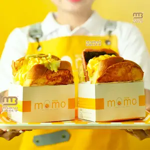 食品级环保一次性定制Logo S方形三明治包装盒，鸡蛋吐司三明治早餐包装盒
