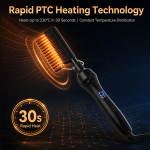 Pettine Elettrico Raddrizzante <span class=keywords><strong>Barba</strong></span> Uomo, Spazzola Termica PTC Veloce per la Cura della <span class=keywords><strong>Barba</strong></span>, Strumento Elettrico Professionale per Acconciare Baffi e Capelli, Ideale per Barbieri - Product Image 5