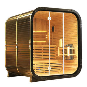 Sauna à vapeur extérieur moderne en bois massif écologique à haute efficacité isolé pour 4 à 6 personnes avec peinture noire brillante - Product Image 3