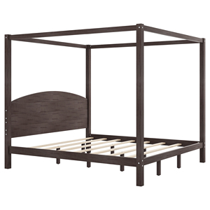 Modern King Size Solid Wood <b>Canopy</b> Platform <b>Bed</b> with Plywood Panel Adjustable Eco-Friendly & Durable Headboard Support Legs - Product Image 5