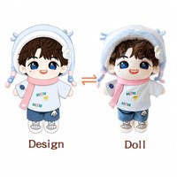 Poupée en peluche personnalisée Kpop Idol avec short en jean brodé et écharpe tricotée, jouet en coton PP doux, cadeau