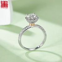Bague en argent sterling S925 plaqué rhodium avec moissanite pavée en forme de cœur, tige droite, 1 carat, couleur D, certifiée GRA, de luxe