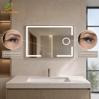 Miroir de salle de bain LED à éclairage frontal 80x60cm avec grossissement 5X 10X, anti-buée, écran tactile, pour la vente en gros par Joystar