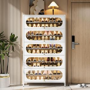 ตู้เก็บรองเท้าเหล็กแบบตั้งพื้นหลายชั้นสำหรับทางเข้าบ้าน พร้อมบานพับปิดกันฝุ่น รูปทรงสี่เหลี่ยมผืนผ้า จุรองเท้าได้ 20-35 คู่ - Product Image 1