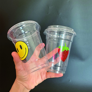 Logotipo personalizado impreso claro PP inyección vasos de plástico con tapas desechables para jugo burbuja té de la leche batido - Product Image 6