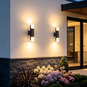 Applique murale extérieure moderne en aluminium noir, étanche, avec rétroéclairage LED pour balcon, jardin, couloir - Product Image 3