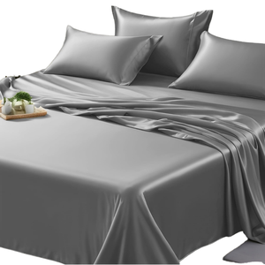 Sábana Plana de Lujo 100% Seda de Morera Pura, 22 Momme, Tela Satén, Tinte Liso, Ropa de Cama de Seda para Niñas, Estilo Chino - Product Image 1