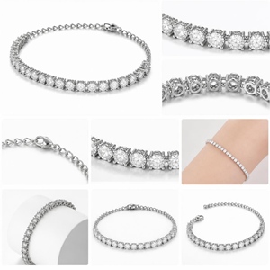 Chaîne de poignet tennis intemporelle à quatre griffes avec diamant de laboratoire et pierre unique de 0,5 ct incrustée - Product Image 2