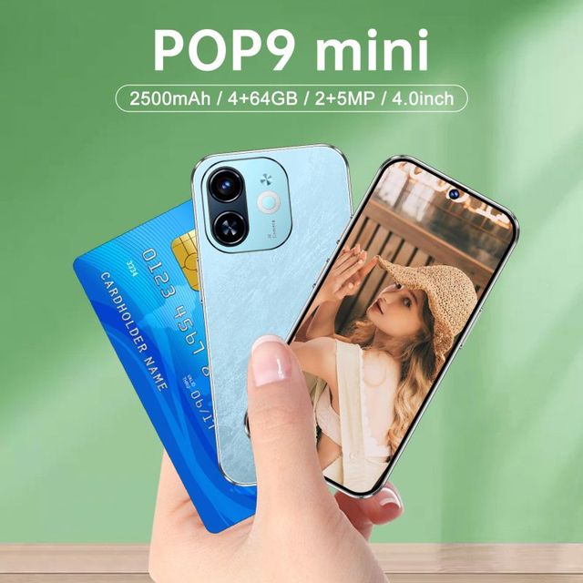 Practical Hot Small Mobile Phone POP9 Mini Children Smartphone 2MP+5MP Camera Facial Recognition HD Screen