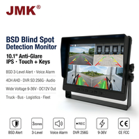 Moniteur DVR JMK robuste avec écran tactile IPS 10,1 pouces, 4 canaux AHD 1080P, alerte d'angle mort BSD et enregistrement en boucle pour camions, bus et flottes