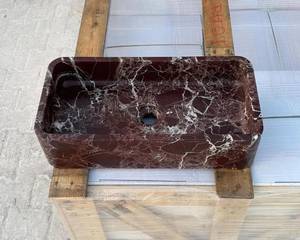 Lavabo Flotante de Mármol Natural de Lujo, Lavabo Integrado de Piedra, Encimera de Baño Acanalada Montada en la Pared, Personalizado OEM ODM - Product Image 1