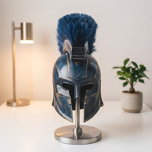 Réplica del Casco Espartano Azul con Escudo – Coleccionable de Armadura de Guerrero Griego con Acabado en Bronce - Product Image 6