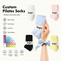 Chaussettes de yoga personnalisées à motif bulles, avec logo personnalisé, antidérapantes, pour femmes, chaussettes de pilates, chaussettes de sport avec grip pour l'hiver et la remise en forme