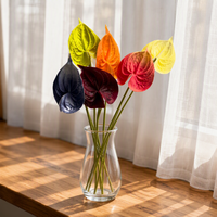 Fleur d'Anthurium Artificielle en PU Effet Naturel, Multicolore, à Tige Unique, pour Centres de Table de Mariage et Décoration Intérieure