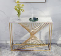 Table console moderne convertible en métal pour salon, appartement, hôtel – Table de salle à manger de luxe avec miroir pour couloir