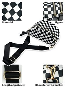 Crossbody Bum <b>Bags</b> for Women Checkered Purse Spacious Sling <b>Bag</b> Fanny Pack with Adjustable Strap - Product Image 6