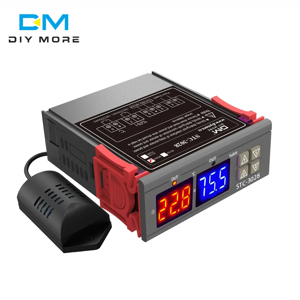 Diymore STC-3028 çift LED dijital termoregülatör termometre higrometre SHT20 sıcaklık nem sensörü Humidistat termostat