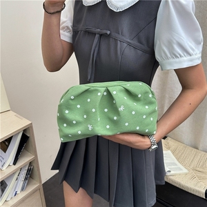 Multi Colors Polka Dot PU Handbag Women Ruched Pleated Frame Clutch Cute Bow Pattern <b>Evening</b> <b>Bag</b> - Product Image 3