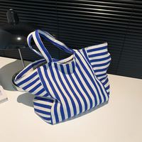 Style coréen à la mode lettre Simple Double face toile sac fourre-tout 2025 nouvel été grande capacité étudiant Shopping plage voyage