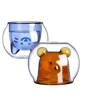Lunettes d'eau en verre bodum thule, gobelet à café ours, gobelet à lait pour couple animal mignon, pour le petit déjeuner