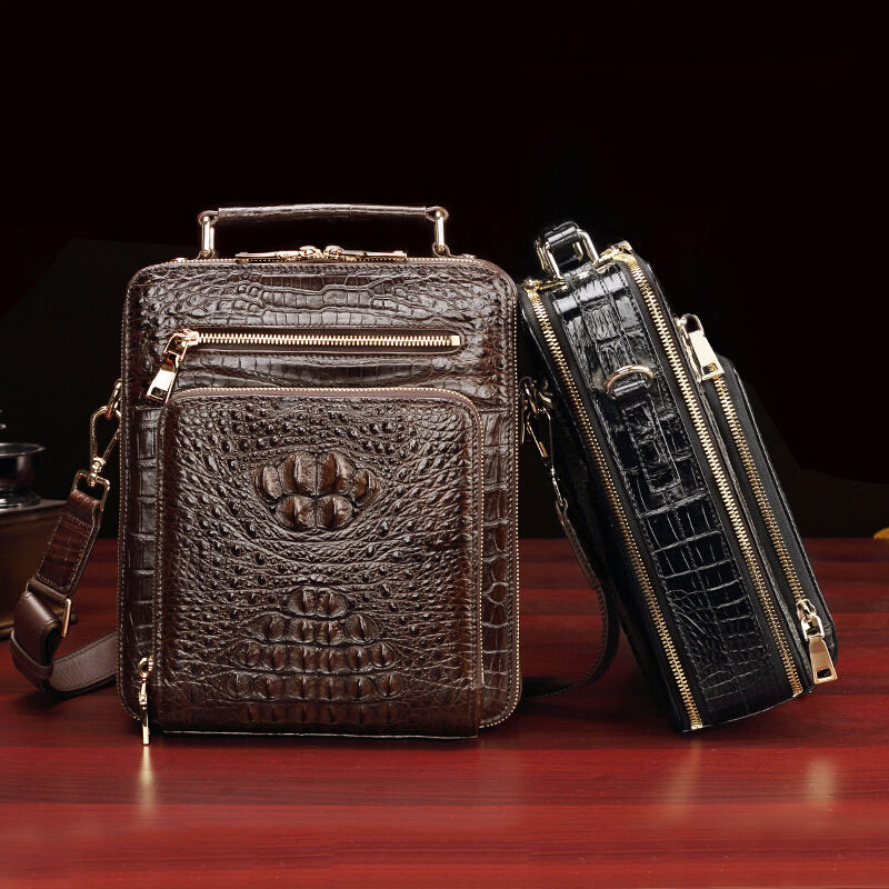 Sacoche pour homme personnalisé luxe véritable peau de crocodile