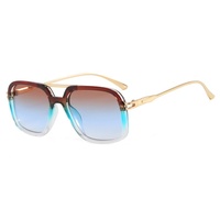 Lunettes de soleil QSKY vintage surdimensionnées à monture écaille de tortue, double pont, branches métalliques carrées, protection UV