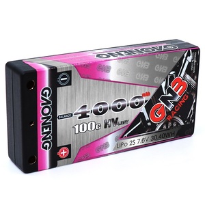 GNB GAONENG LCG Thin Super Shorty Pack HV 4000MAH 2S 7.6V 100C 4.0mm Bullet Hard Case LiPo Battery - Product Image 1