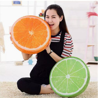 Coussin décoratif rond en peluche, motif fruit de dessin animé créatif, pastèque réaliste, coussin de dossier en éponge pour canapé, impression 3D