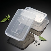 Conteneur alimentaire rectangulaire transparent en PP, jetable, personnalisé, compatible micro-ondes et congélateur, pour la préparation de repas et la vente à emporter en gros