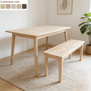 2026 Minimalist Solid Wood <strong>Dining</strong> <strong>Table</strong> and <strong>Bench</strong> Set <strong>with</strong> Brass Leg Tips for Modern Hotel Apartment Kitchen <strong>Dining</strong> Rooms - Product Image 1