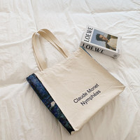 Sac fourre-tout à bandoulière pour femme, style Instagram, grande capacité, pour le shopping et les étudiants, motif Nénuphars de Monet du British Museum, en toile avec fermeture éclair
