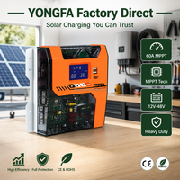Contrôleur de charge solaire MPPT 60A 12V 24V 48V avec écran LCD automatique et sortie USB pour système de panneaux solaires CE ROHS